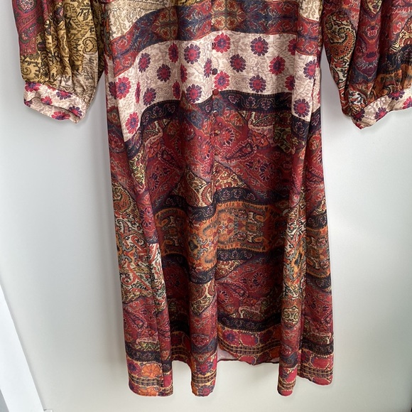 Zara PATCHWORK PRINT MIDI DRESS - Picture 5 of 15